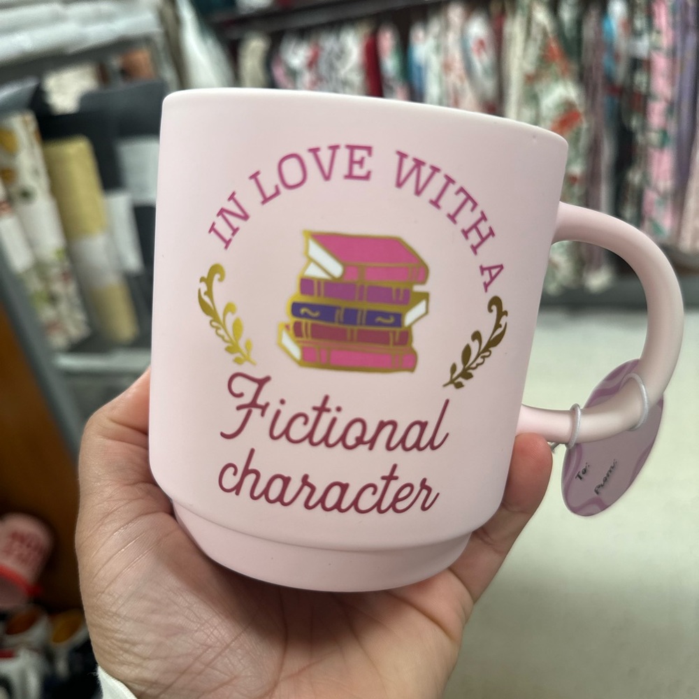 In Love With a Fictional Character Pink Book Mug | BookTok Romance Gift